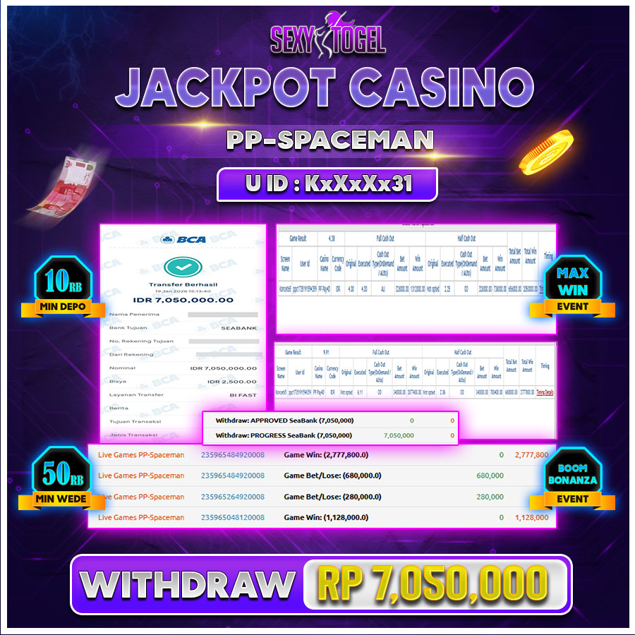 SEXYTOGEL JACKPOT CASINO PP-SPACEMAN Rp.7.050.000.,-LUNAS